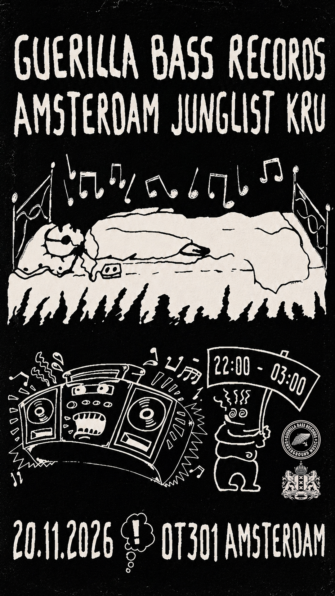 Amsterdam Junglist Kru x Guerilla Bass Records event artwork